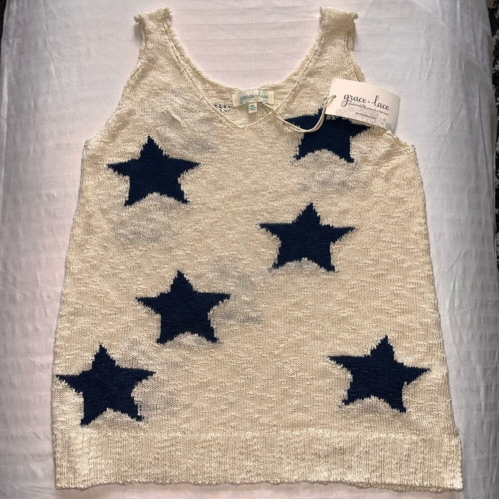 NWT Grace & Lace Women's Star Knitted Tank Top